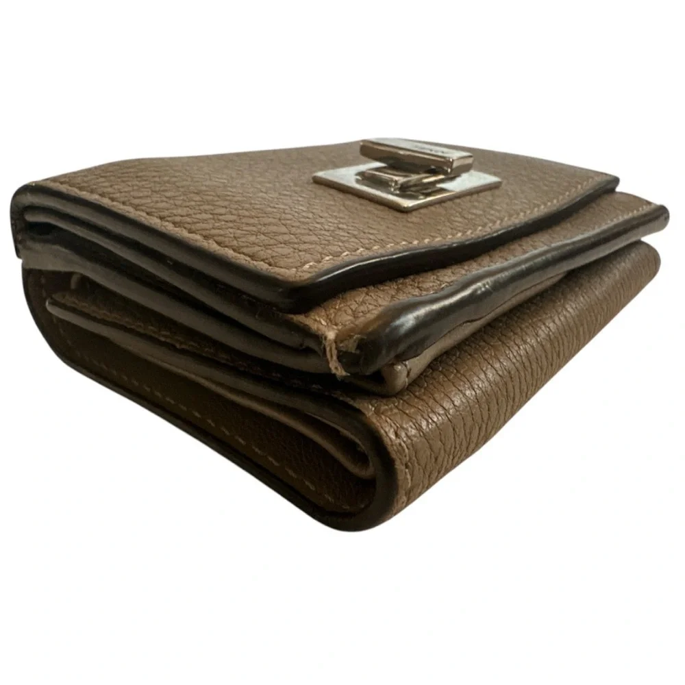 FENDI Tri-fold Leather Peekaboo Brown Womens Wallet PreLoved